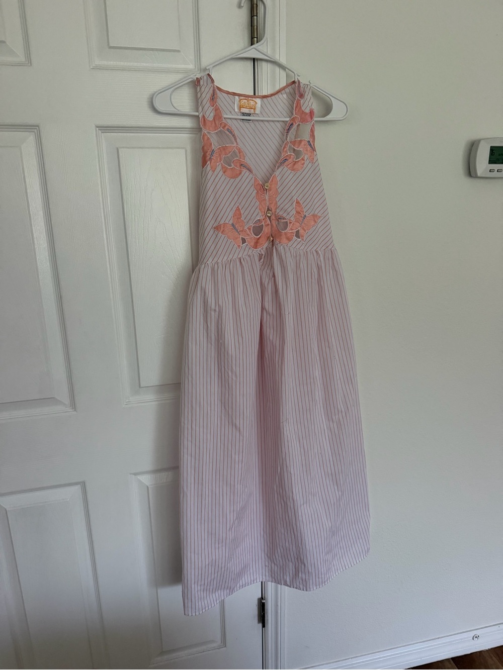 Vintage Kelly Reed Butterfly Cutwork Candy Stripe Midi Sundress Size Medium